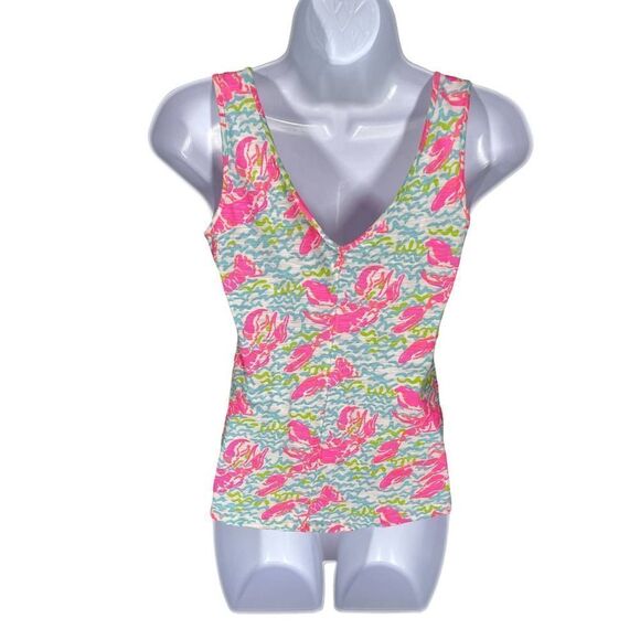 Lilly Pulitzer Lobster Print Scoop Neck Sleeveless Tank Top Women’s Size XXS - Picture 2 of 4